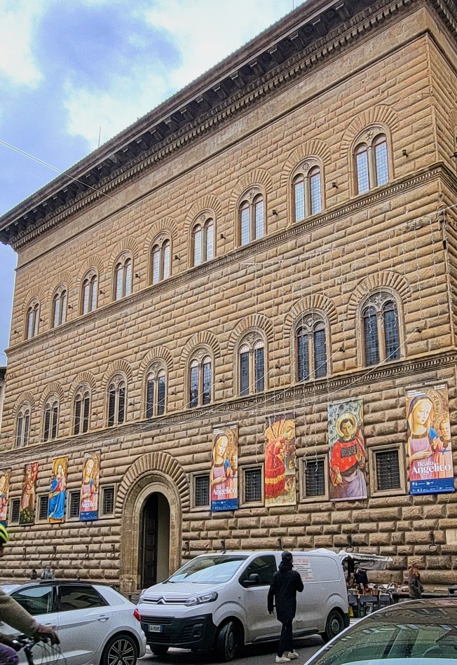Palazzo Strozzi, with lots of banners for the special exhibit